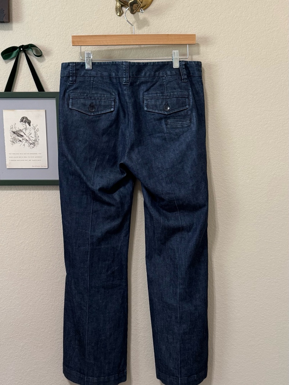 GAP | The Trouser Women's Dark Blue Denim Slacks - Classic Straight Leg Size 8 - Picture 6 of 13